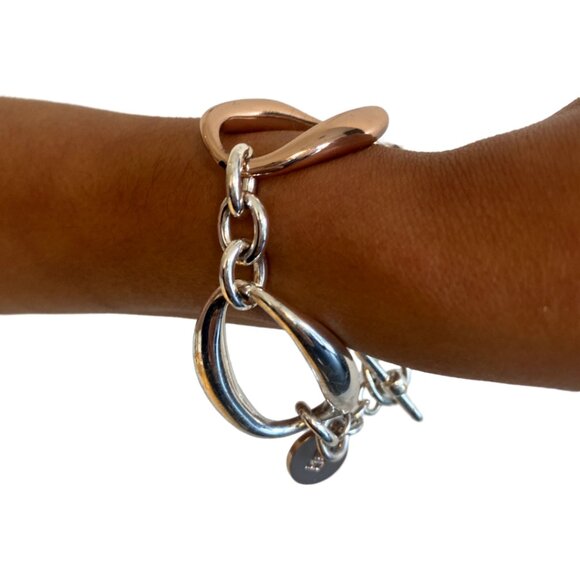 Silver Rose-Plated Chain Bracelet, 1AR or Unoaerre (Italian Brand) - Picture 5 of 6